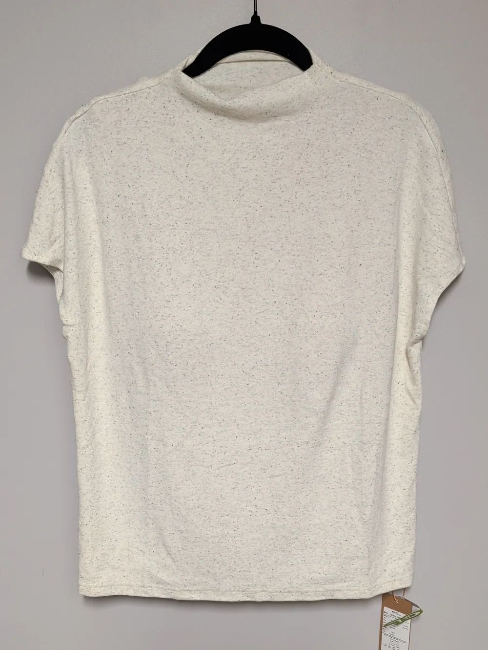 OGL Cream Speckled Mock Neck Short Sleeve Top